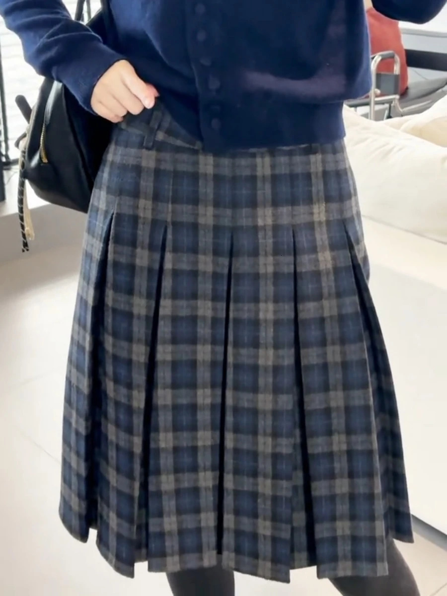 Retro Tweed Plaid ALine Skirt High Waist Slimming Ele Versatile Womens Early Autumn Winter Faion Skirt 251028