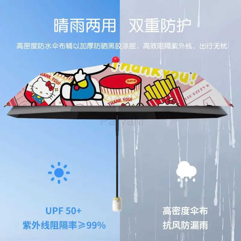 Sanrio Sanrio New Cartoon Umbrella Hello Kitty Kawaii Foldable Child Household Sun Umbrella Automatic Umbrella Sunshade Girl Umbrella L251029