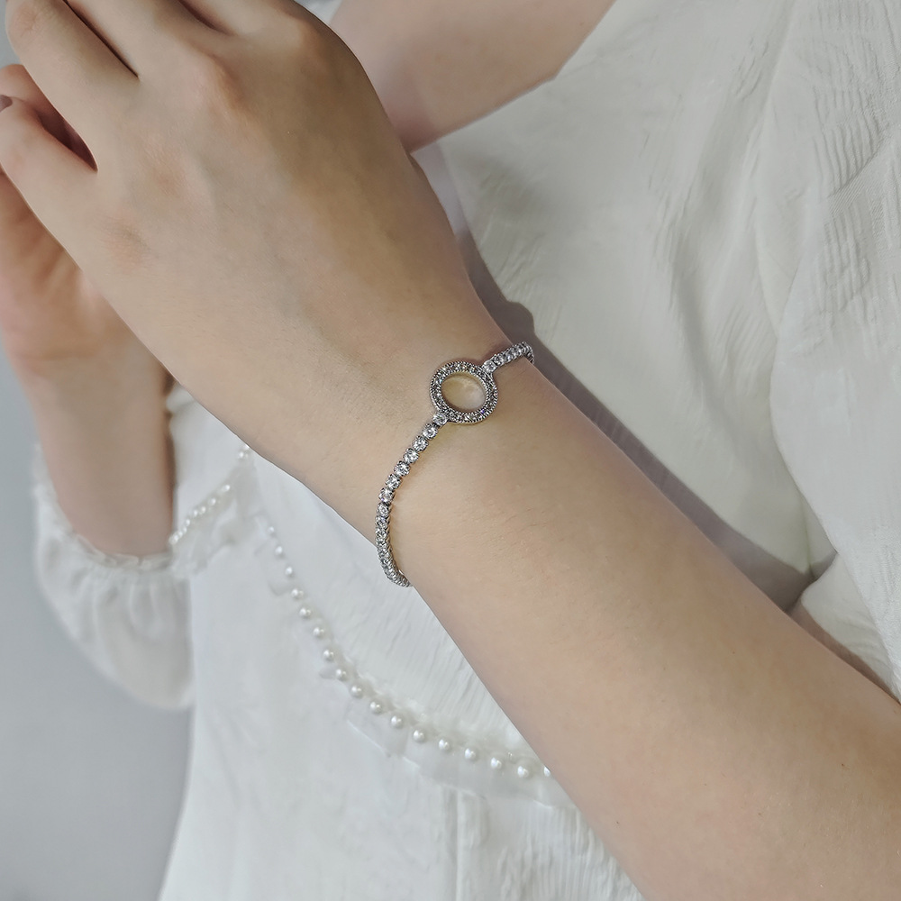 Moon Geometric Companion Fashion Simple Design Full Dia Niche New Trendy Round Bracelet for Women