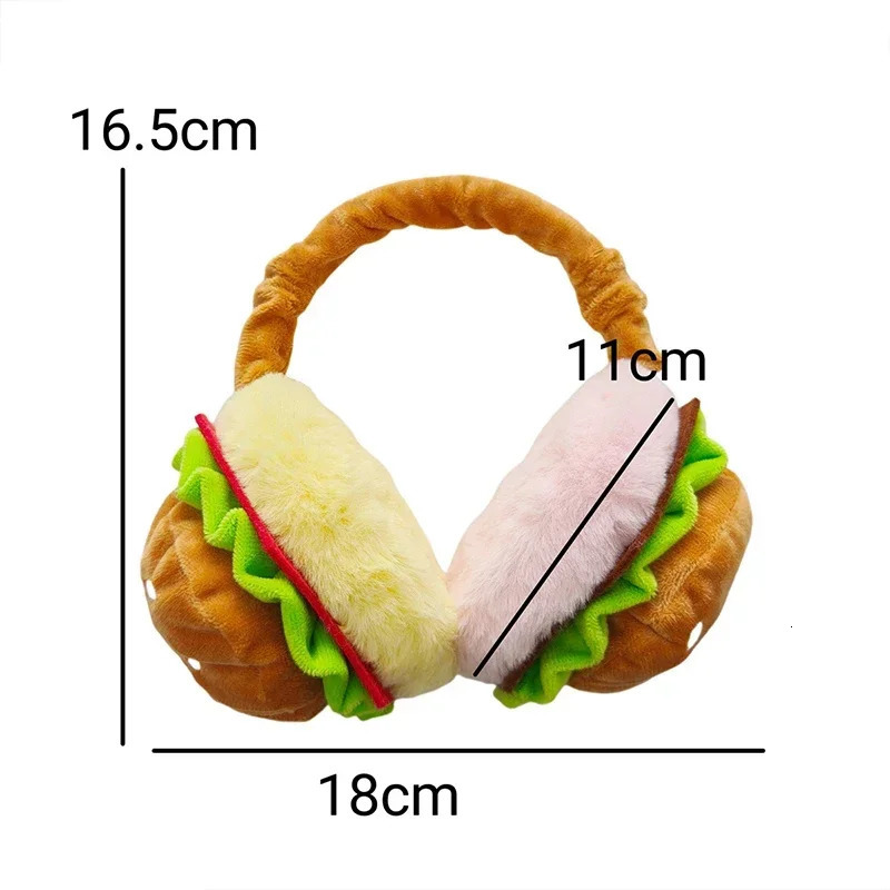 Cute Funny Hamburger French Fries Soft Plush Warmer Earmuff Winter Outdoor Cold Protection EarMuffs Cover 2025 Year Gift 251029