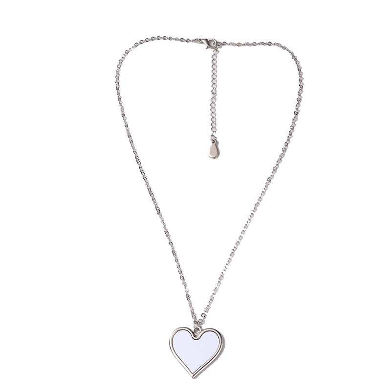 Sublimation Blank Cross Heart Shaped Pendant Necklace Personalized Heat Transfer Metal Pendant Hip Hop Fashion Jewelry