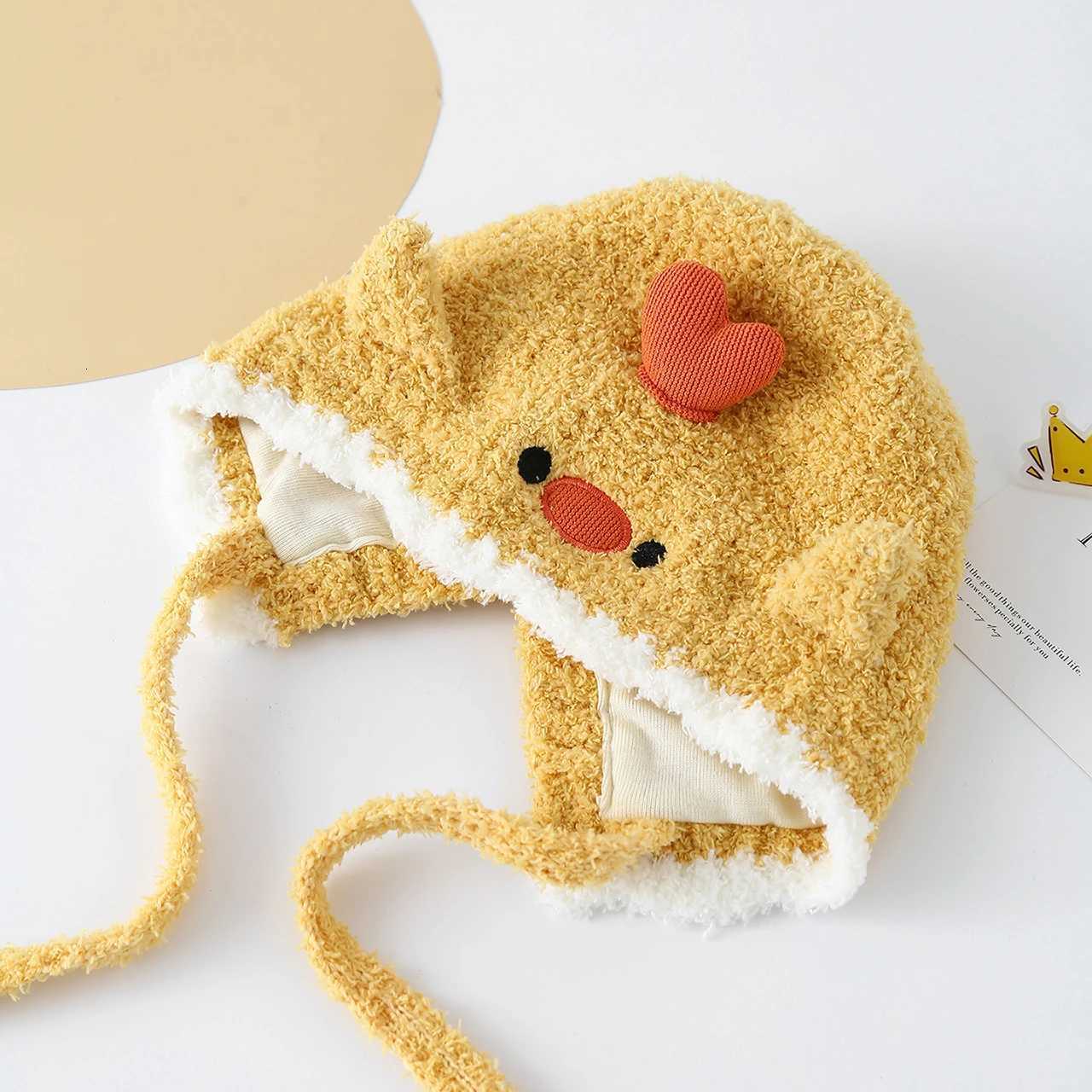 Winter Warm Ear Protection Cap Cute Animal Thicken Kids Lacing Hat Outdoor Coldproof Toddler Knitted Baby Earmuffs Beanie251028