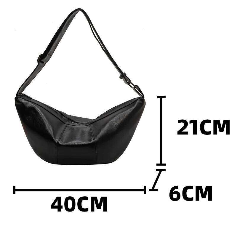 Women's Retro Black Banana Shoulder Bag Quality Pu Leather Ladies Commuter Armpit Crossbody Bags Female Roomy Half Moon Handbag 251029