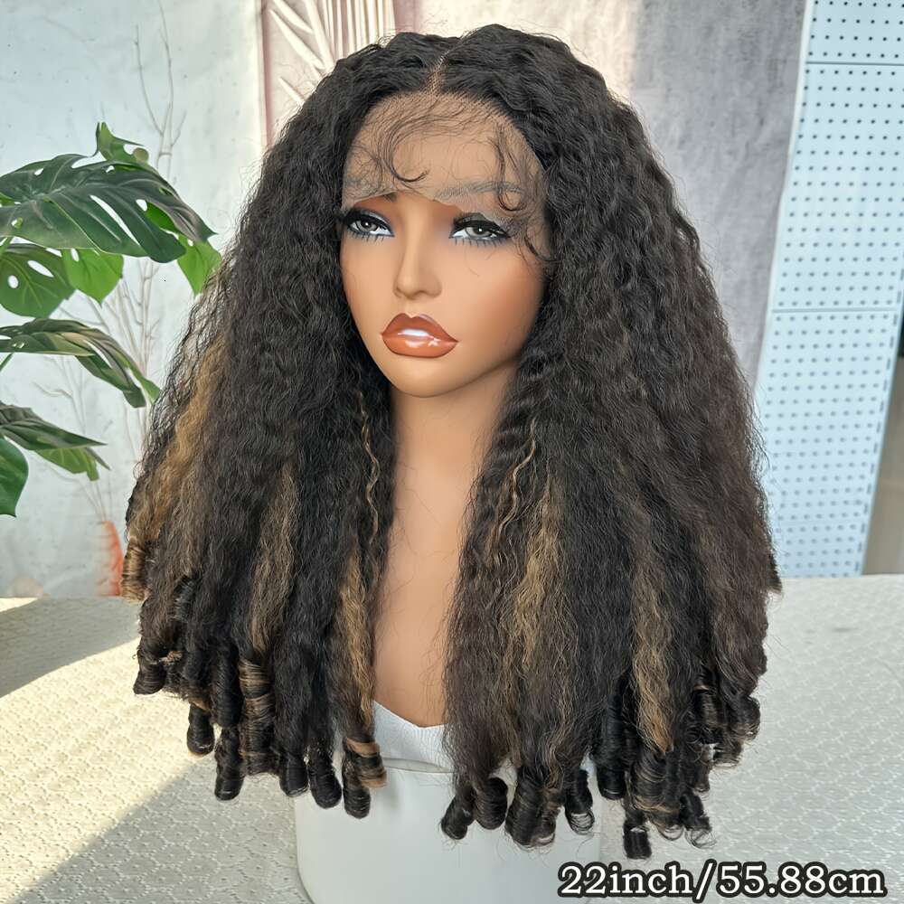 Women, Brown, 22.0Inch, High Temperature Fiber, 150% Density, 13*4*1 Area, Transparent Lace Front T-Part, Versatile Curly Ends, Basic Style
