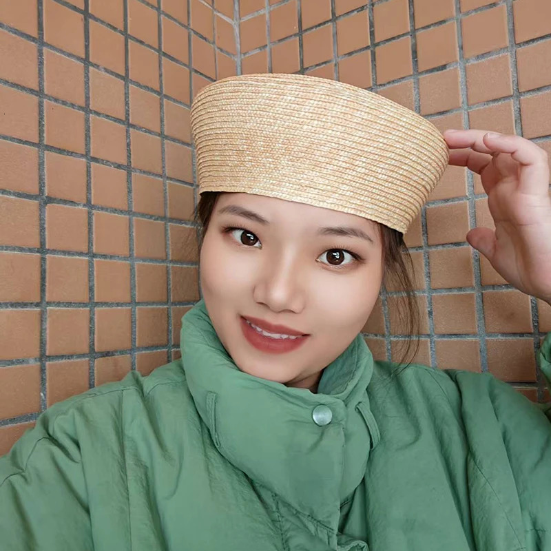 French Beret Hat Women Straw Cap Summer Woven Sun Church Derby Party Hostesses Pillbox Millinery Fascinator Base 251013