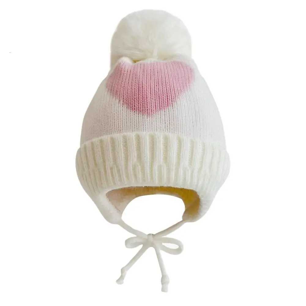 03Year Windproof Solid Color Baby Knitted Hat Soft Plush Ball Children Warm Cap Cartoon Cute Winter Hat Boys Girls251028