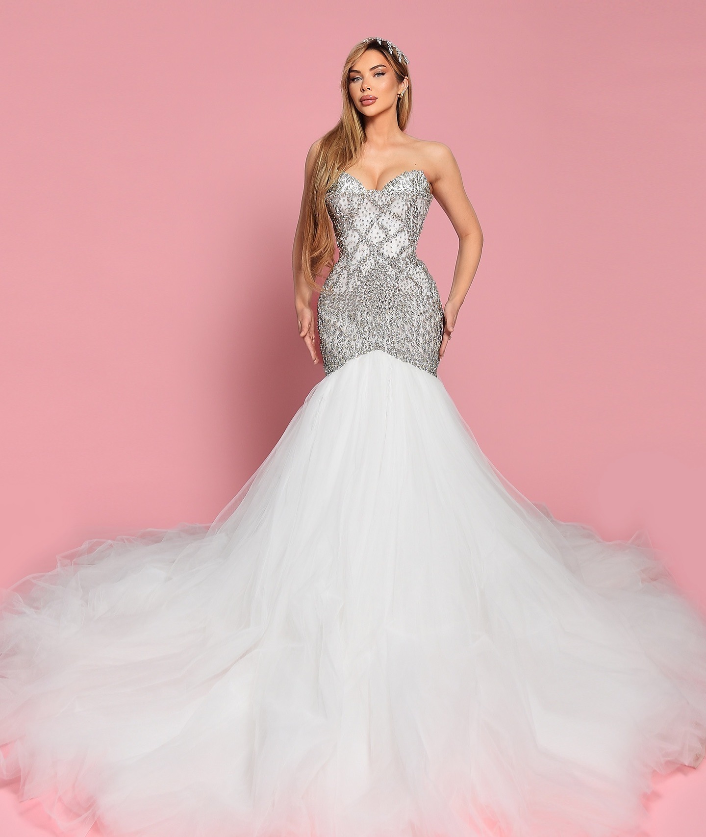 Sparkly Mermaid Wedding Dress Sweetheart Neck Sleeveless Bridal Gowns Crystal Sweep Train Dresses Custom Made vestidos de novia