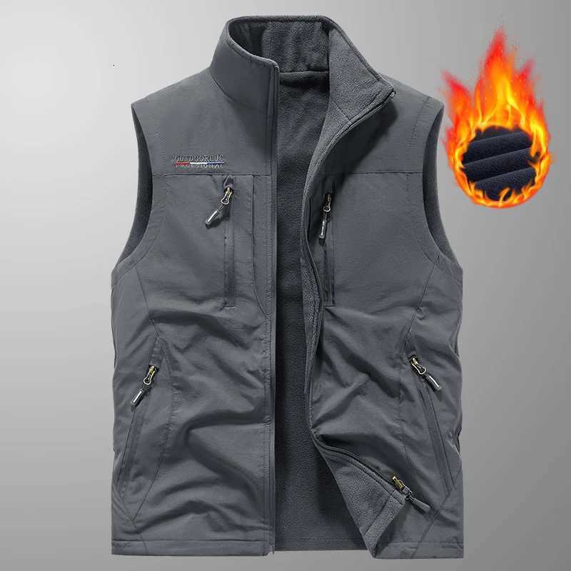 Outdoor Sports Leisure Fitness Running Plush Breathable Trendy Vest Highquality Fashionable Windproof Mens Warm Leather Vest W251029