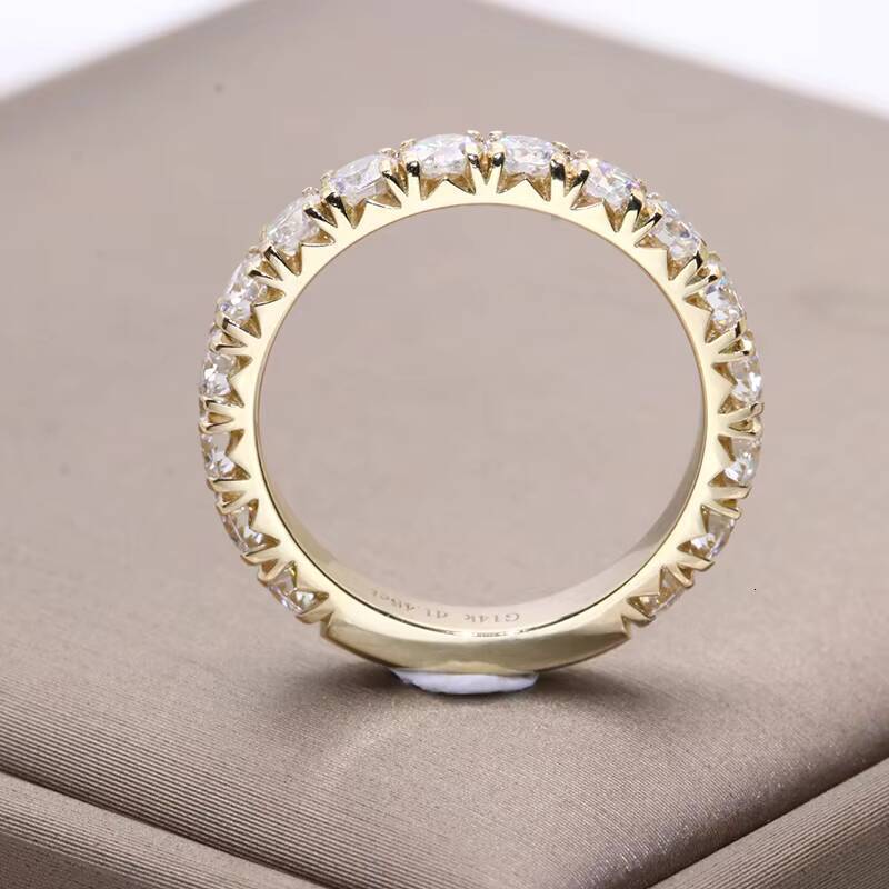 Beautiful Jewelry Moissanite Band Ring Wedding Engagement Ring 14K Pure Yellow Gold Moissanite Diamond Eternity Ring