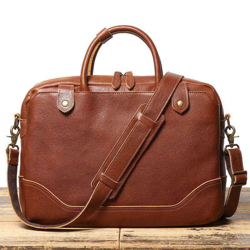 Designer Bags Hot Men's Briefcase Exquisite High-End Feel Top Layer Cowhide Handbag Genuine Leather Trade Single Shoulder Crossbody Bag Hot Selli