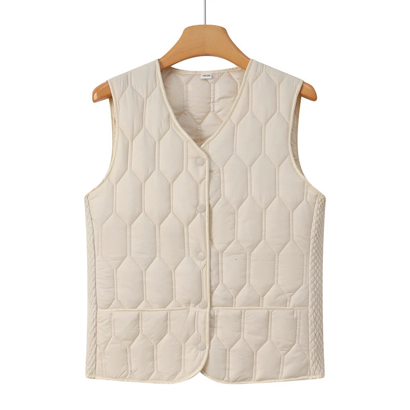 Autumn Winter Down Cotton Solid Color Vneck Sleeveless Vest With Lightweight Warm And Slim Fit Comfortable Versatile Base Vests 251029