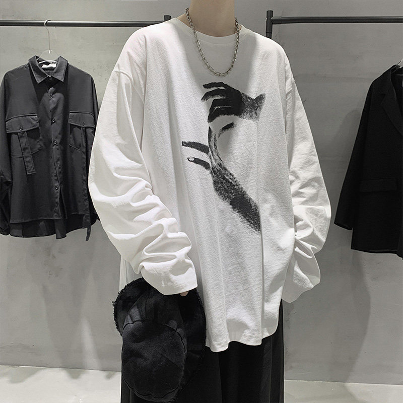 Spring and Autumn New Men's Designer Long Sleeve T-shirt Hong Kong Fashion Handsome Casual Loose Inner Hip Hop Bottom Shirt Autumn Top