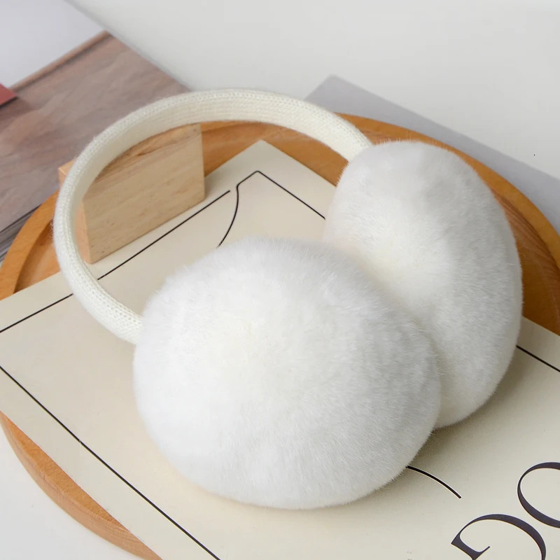 MPPM Natural 100 Rex Rabbit Fur Earmuffs Winter Accessories for Women Winter Ear Muffs Fluffy Earmuff Ear Cover for Winter 251029
