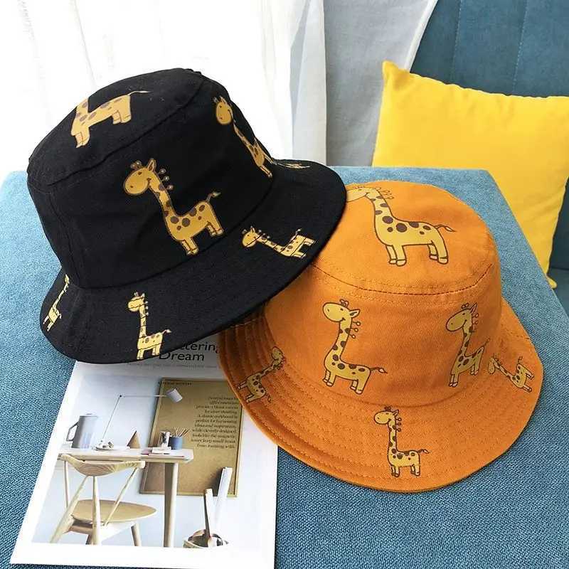 Summer Children Panama Hat Autumn Cartoon giraffe Girls Sun Hat Boys Outdoor Beach Hat Bucket Camping Fishing Cap 5M to 2Y251028