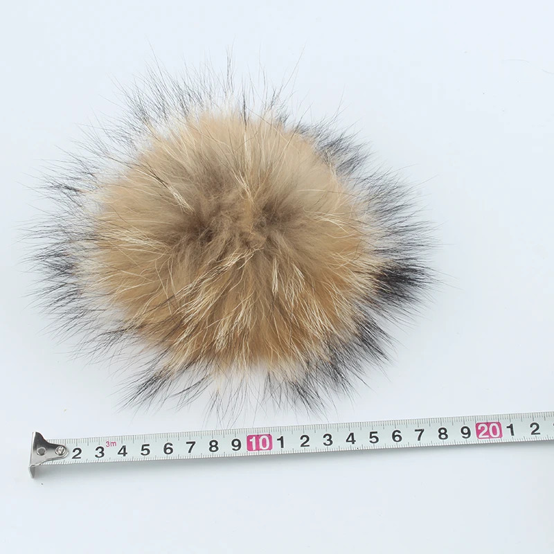 Big Fur Pom pom Beanie Hat Parent Kids Warm Knitted Winter Hats Baby Girls Boys Real Raccoon Fur pompom Beanies Cap 251029