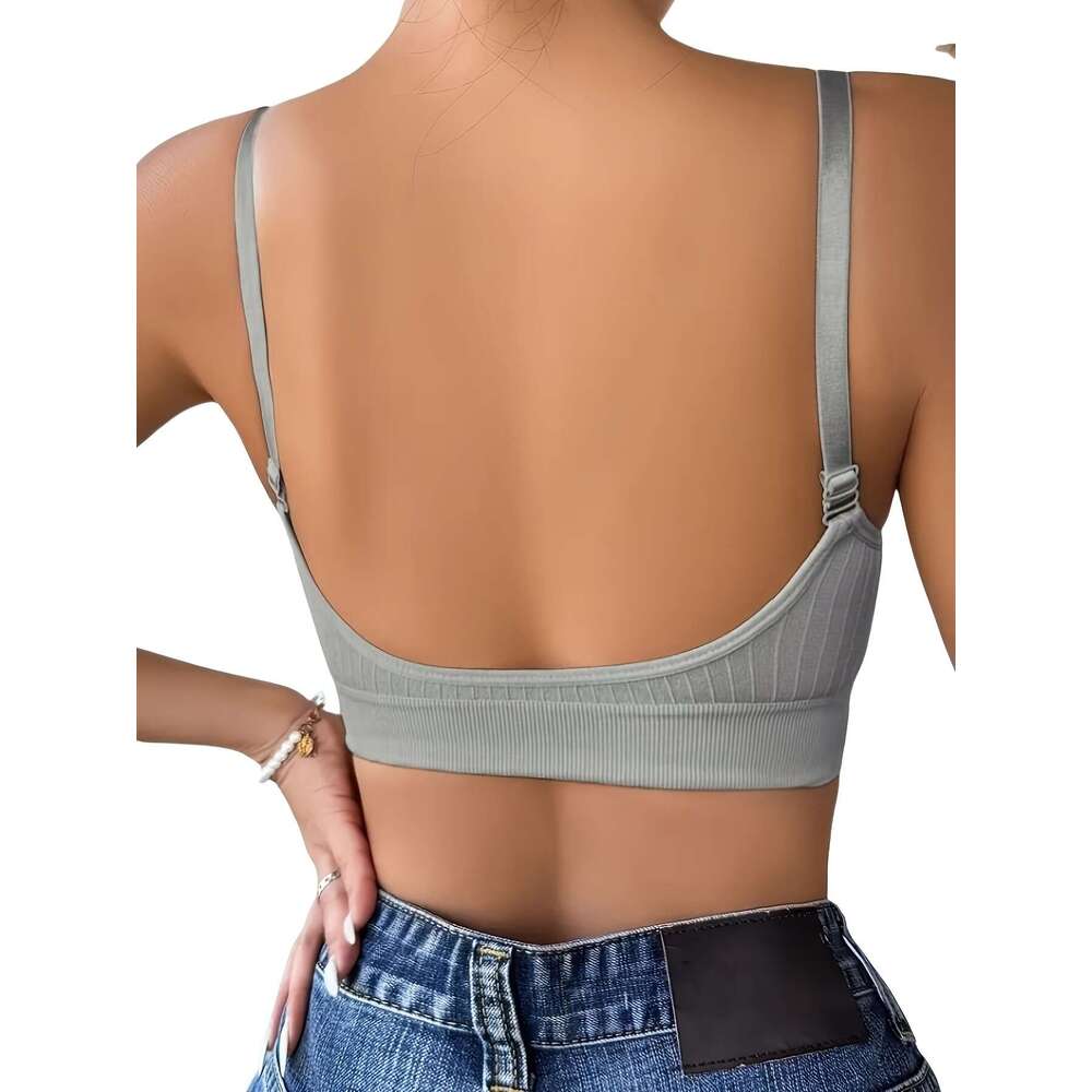 6pcs Women's with Adjustable Straps & Removable Padded Cups Non-Padded Black, White, Grey, Navy, Brown, Purple Seamless Design, Options, Comfort 