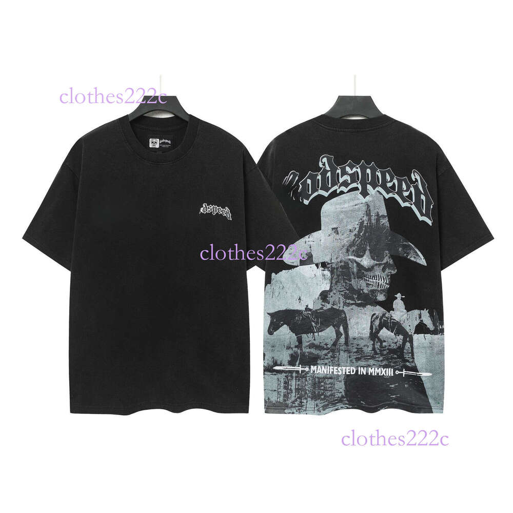 High Version Men's Loose Printed Short Sleeve Niche Fashion High-End Feel Pure Cotton T-Shirt