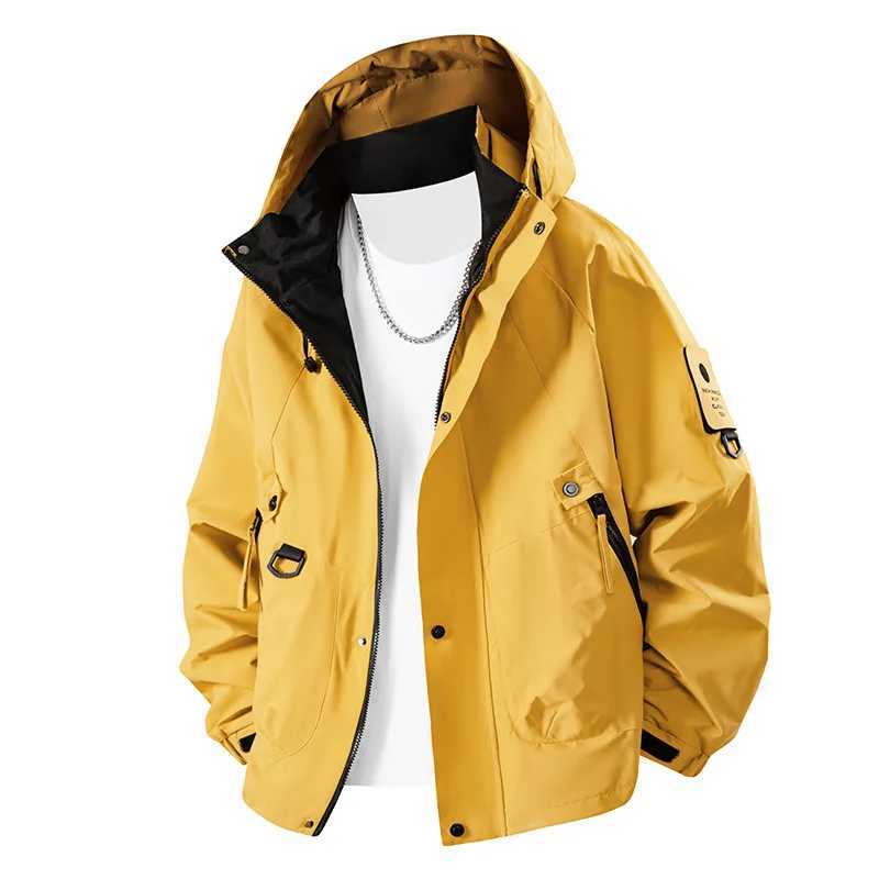 Man Cargo Coat Autumn Contrast Color Long Sleeve Pocket Male Jacket Waterproof Windproof Outdoor Sport Men Hooded Outerwear J251029