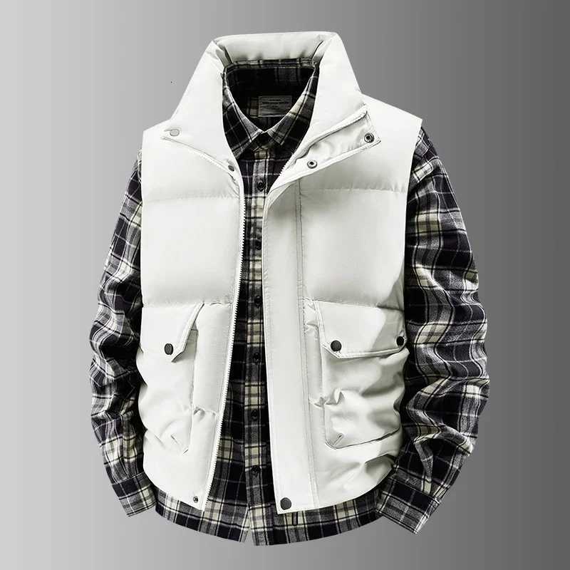 2025 Autumn Winter Sleeveless Parkas Men Popular Standup Collar Vest Mens Fashion Jacket Shoulder Casual Warm Windproof Vests W251029