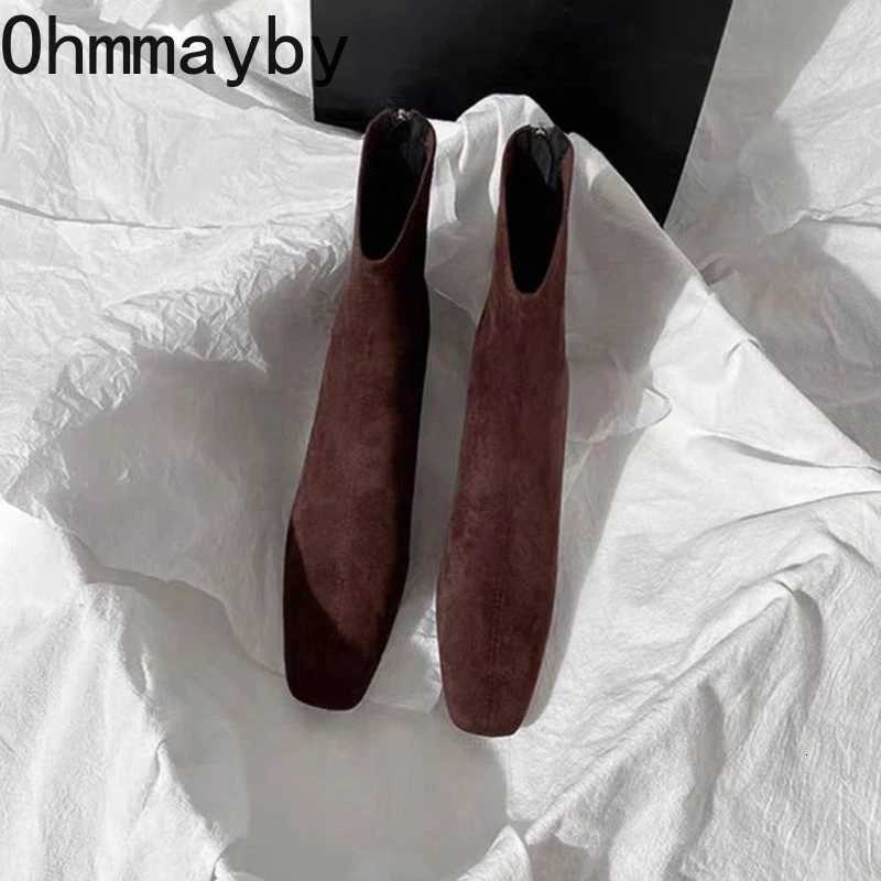 Autumn Winter Square Toe Woman Ankle Boots Fashion Square Heels Shoes Concise Femmes Mordern Short Botines De Mujer Z251029