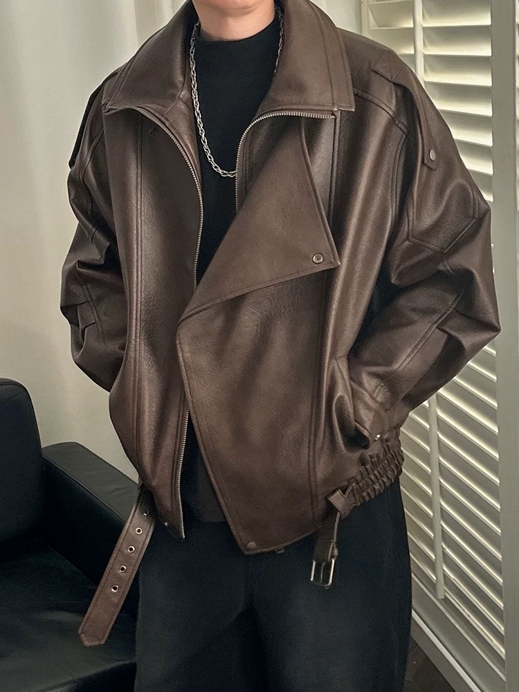 Spring And Autumn Youth American Designer Jacket Style High-end Cool Leather Jacket Coat Regular Casual Zipper Solid Color
