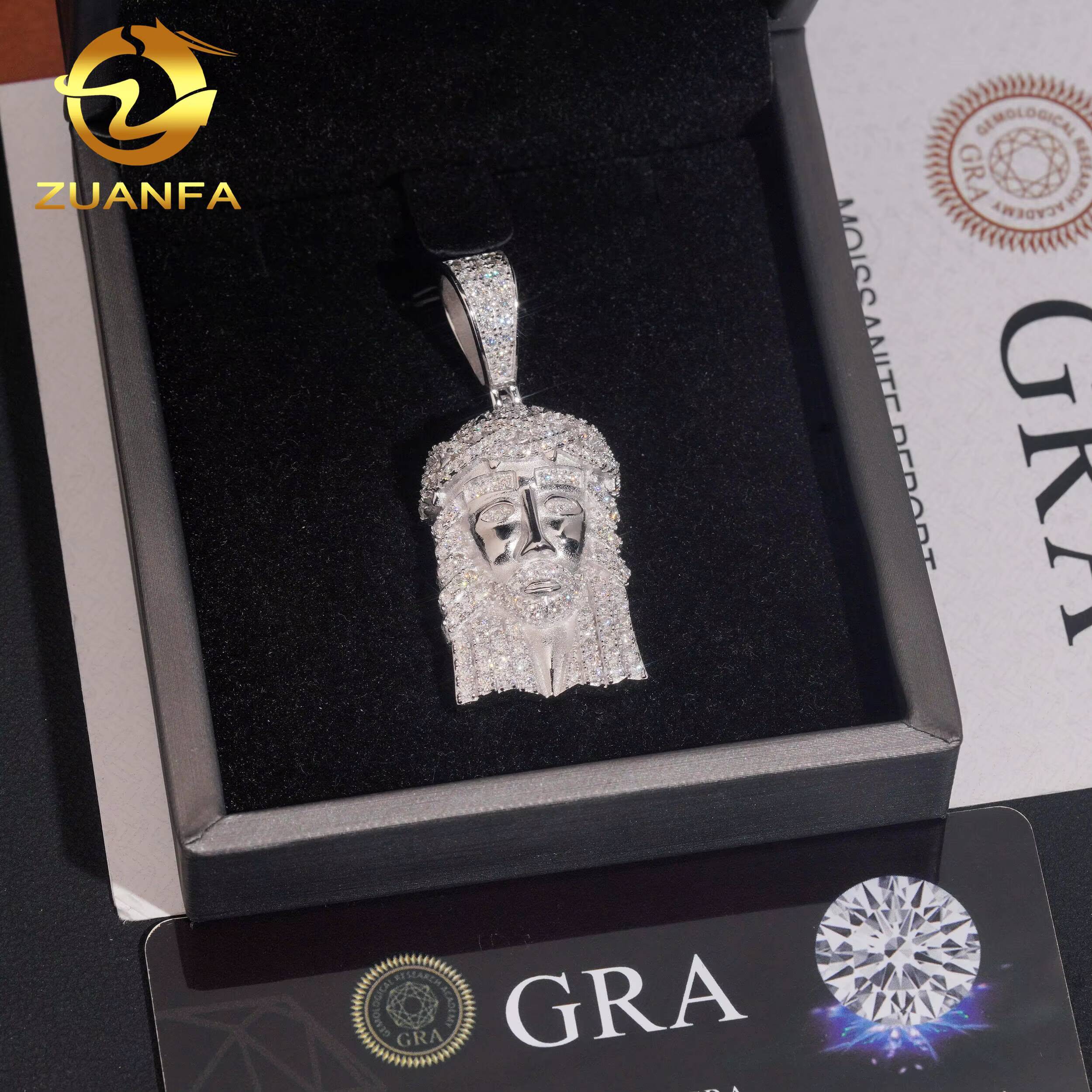 Pass Diamond Tester Jesus Head Pendant Moissanite Hip Hop Jewelry Iced Out 925 Silver Moissanite Custom Hip Hop Pendant for Men