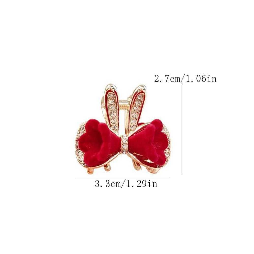 Alloy Rhinestone Bowknot Mini Hair Claw Small Hair Clip Bunny Ears Hair Accessories For WomenW251028