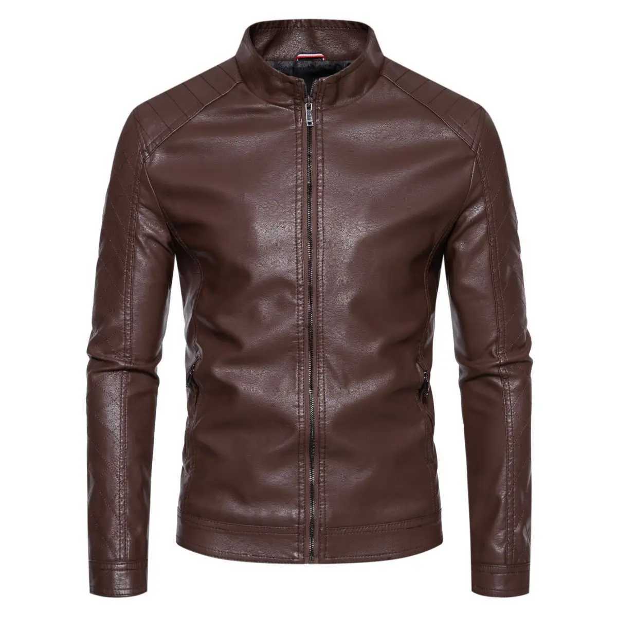 2024 AutumnWinter Mens Autumn New Motorcycle Jacket Mens Stand up Collar Slimming Business Casual JacketT251029