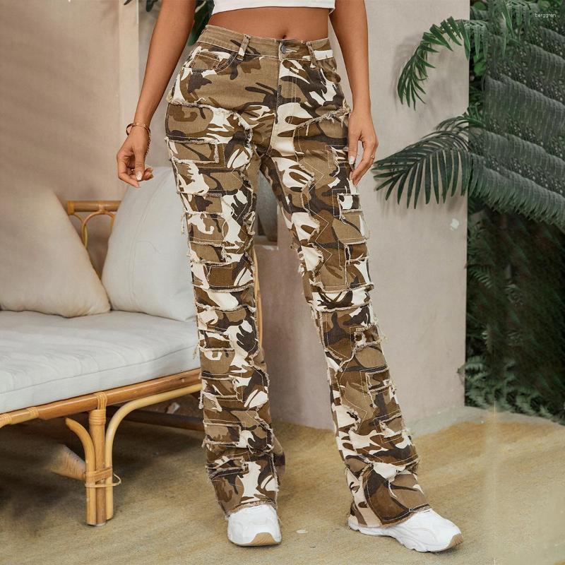 Womens Jeans Denim Embroidered Straight Pants European And American Ins Elastic Patch Laminated Women Z260313