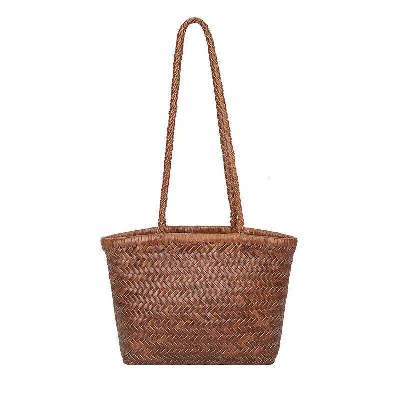 Genuine Leather Hand-Woven 2025 New Niche Design Top Layer Cowhide French Vacation Underarm Vintage Ladies Shoulder Bag Suotong1029