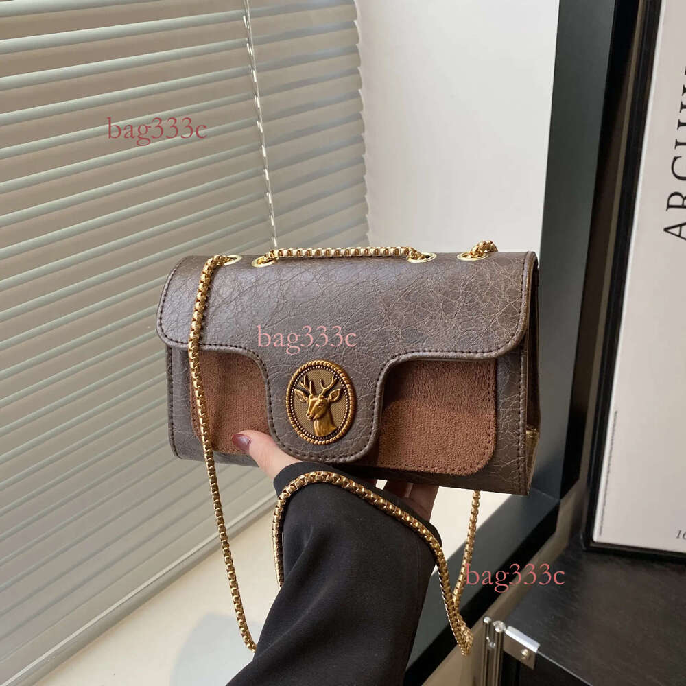 Lanjia- Women's Retro Flip Handbag Free Shipping Designer Splicing Chain Small Square New Fashion Single Shoulder Crossbody Casual Makeup Bag A70