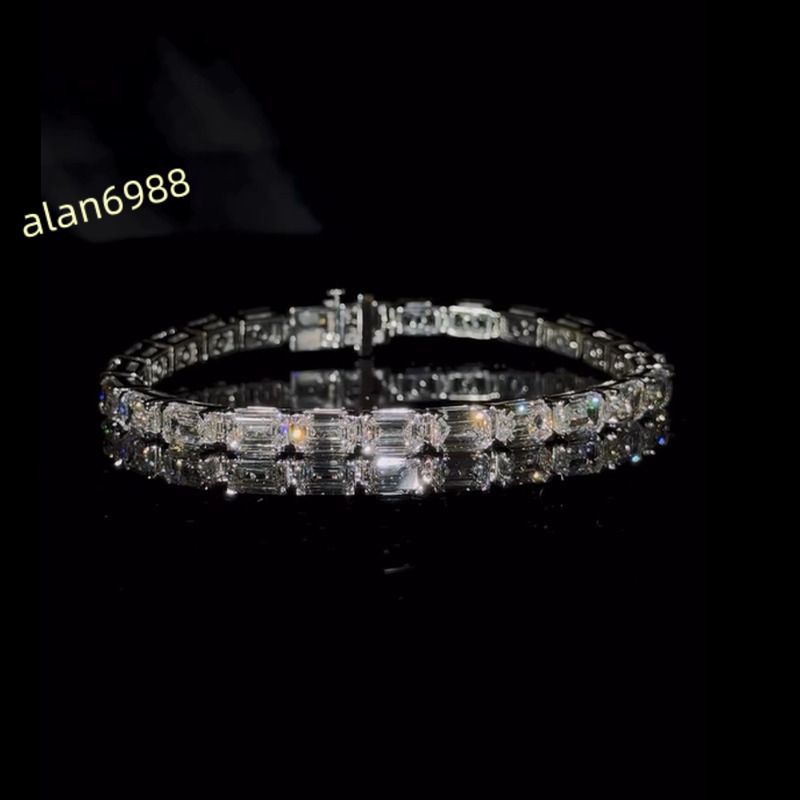 Ice Diamond Moissanite Tennis Chain VVS High Quality Brilliant Cut Frozen Hip Hop Bracelet 925 Sterling Silver Gold Plated GRA