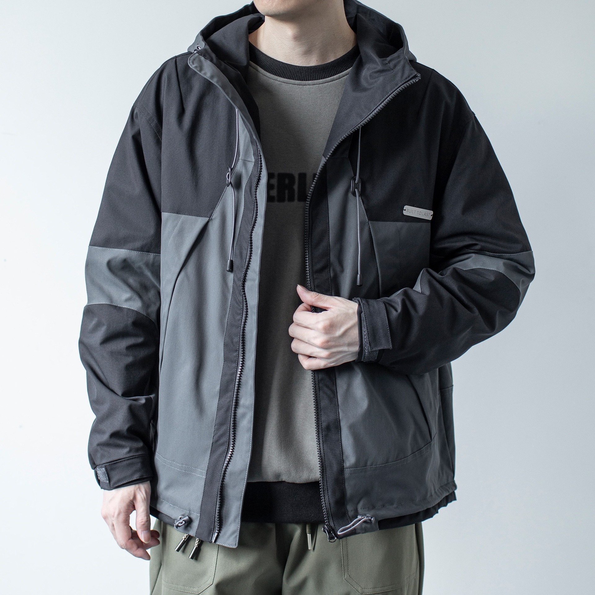 Trendy Brand Patchwork Jacket Men's Autumn Winter Casual Hooded Designer Jacket Loose Versatile Windbreaker Jacket