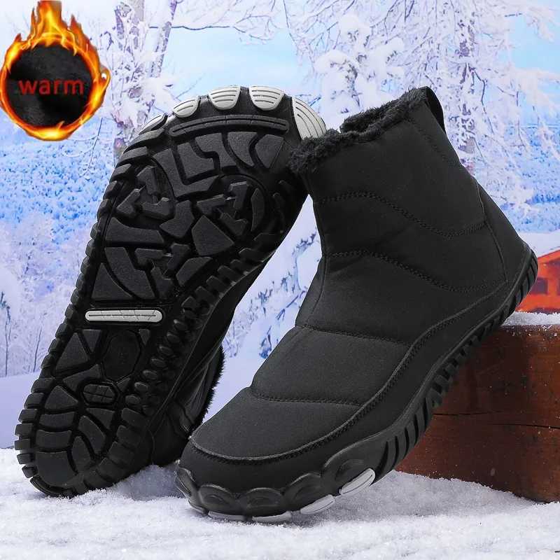 Women Men Barefoot Snow Boots Waterproof Warm Fur Shoes Non Slip Ankle Boots Comfort Zipper Cotton Boots Men Outdoor Work Shoes Z251029