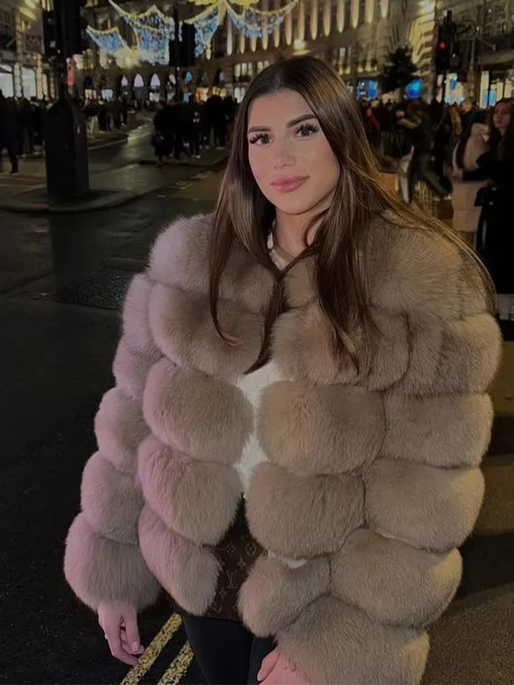 Faux Fur Short Coat Women Cropped Long Sleeve Artificial Fox Fur Jacket Women Winter Fluffy Top Thick Warm Furry Fur Outwear 251029