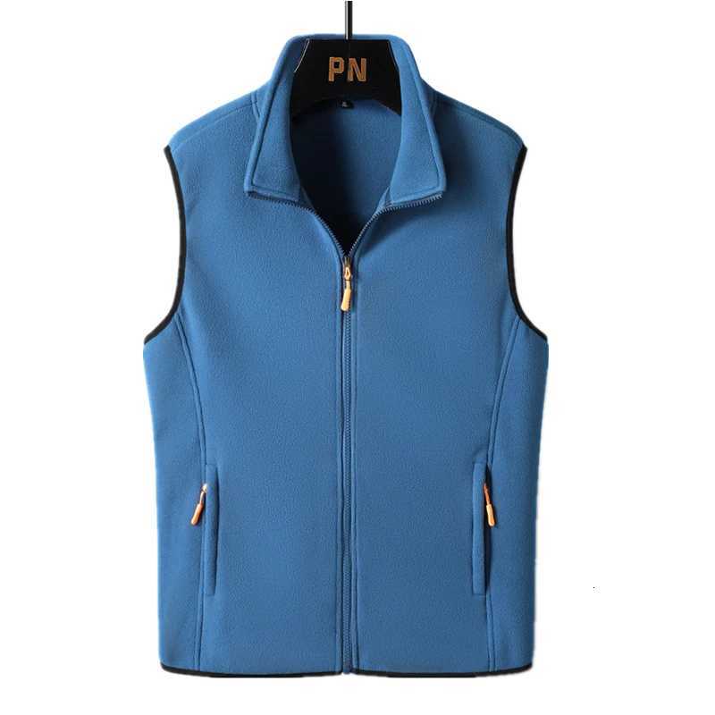 FGKKS New Autumn Men Casual Vest Jacket Solid Color Stand Collar Polar Fleece Vest Fishing Hiking Couple Warm Vest Coat Male W251029