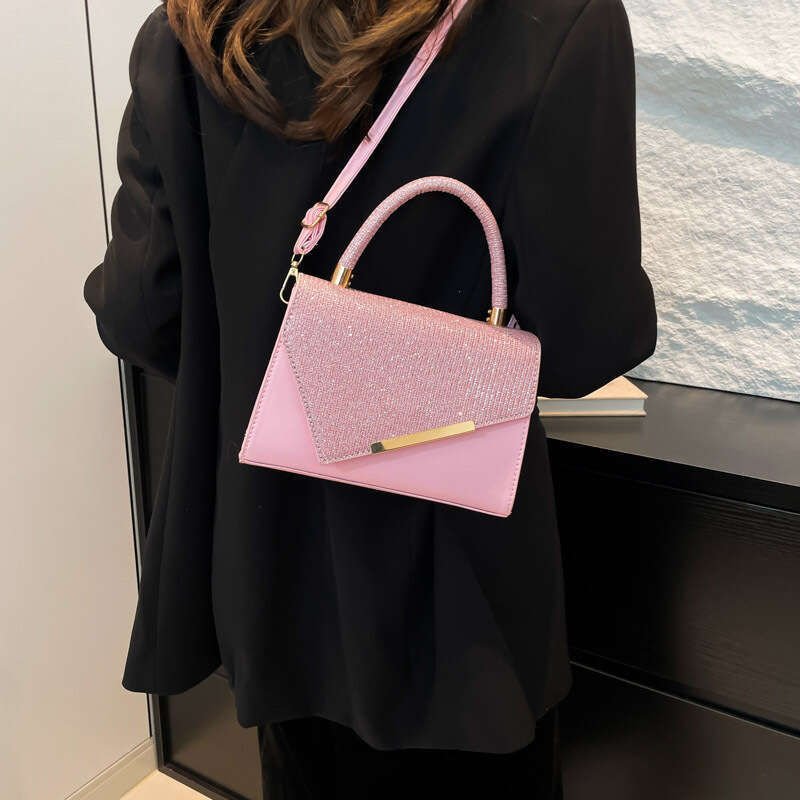 Designer bag Niche Design Handheld Small Square for Women 2024 Autumn Winter New Fashion Artistic Shiny Diamond Single Shoulder Stylish Crossbody Bag