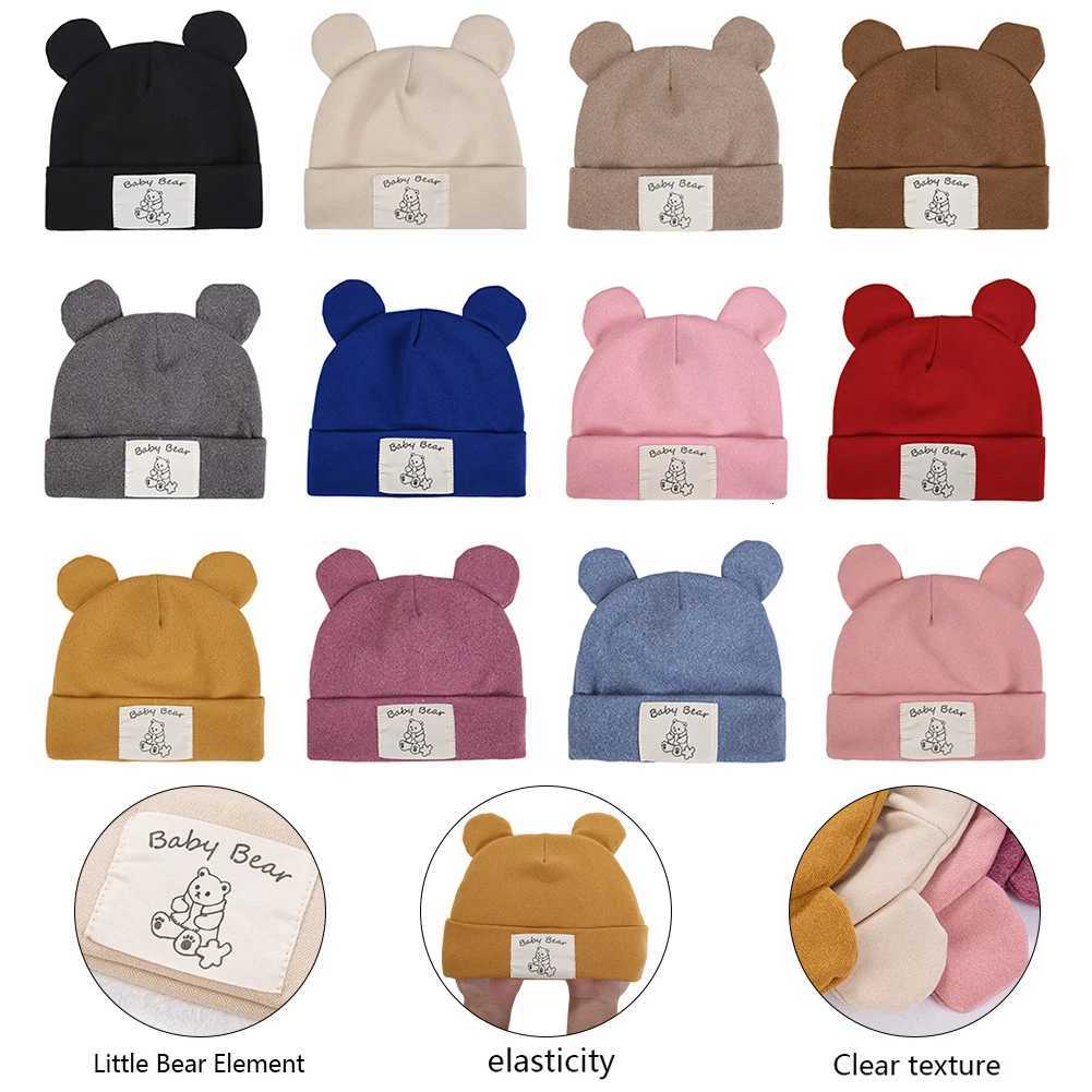 Cute Bear Ear Baby Turban Hats for Newboorn Boys Girls Faux Cashmere Label Caps Beanies Autumn Winter Infant Bonnets251028