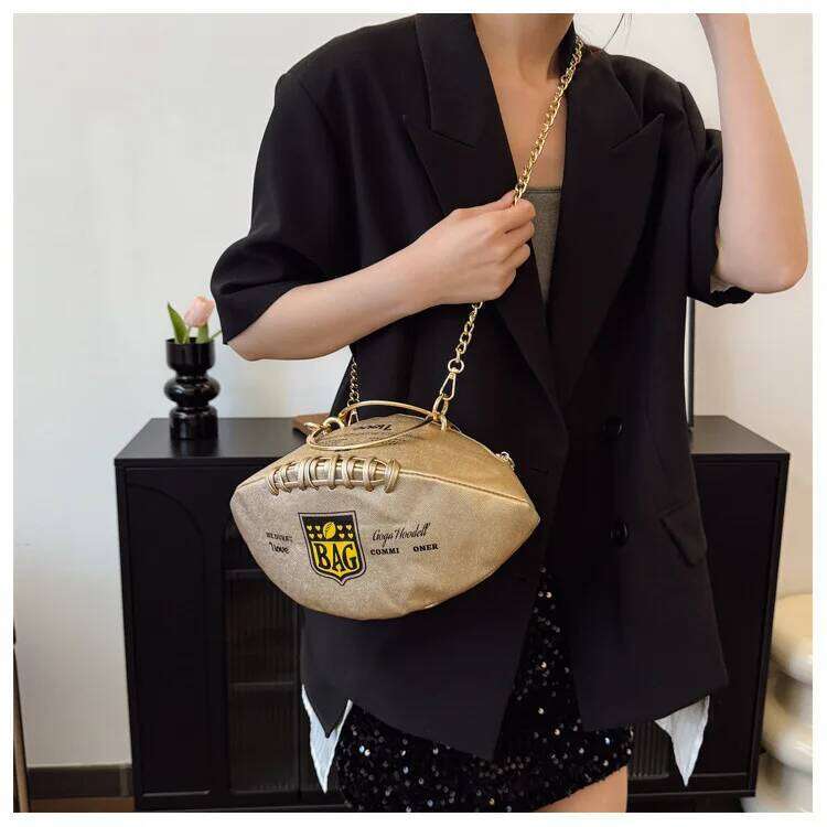 Designer Bags 2025 Trendy Football Shoulder Women - Unique PU Leather Crossbody Purse Sporty Mini Round Bag Stylish Statement Accessory Hot Selling