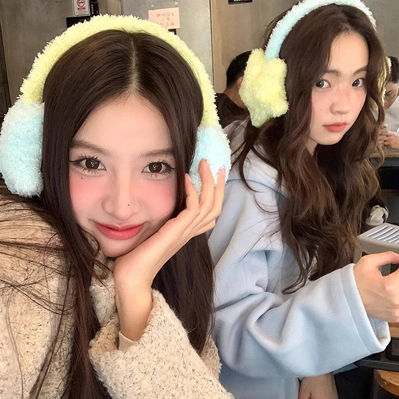 Y2K Star Plush Earmuffs Outdoor Cycling Ear Protection Colour Blocking Ear Bag Warm Winter Warm Earplugs Y2K Headset Ear Cover 251029