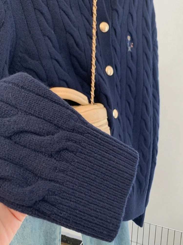 Women Oneck Cardigan Korean Lazy Style Knitted Sweater Autumn Winter Casual Versatile Long Sleeve Knitwear TopsT251028