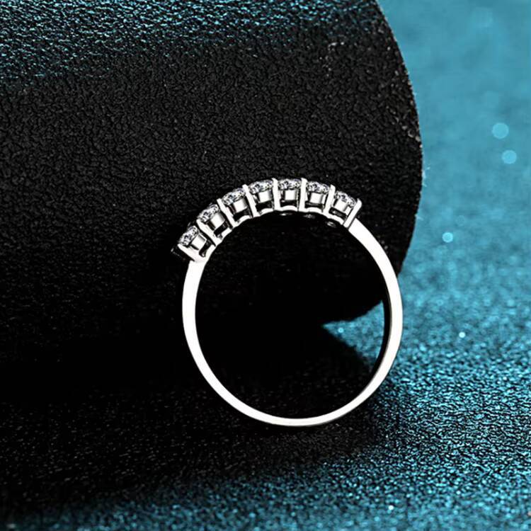 Beautiful Wedding Rings Dropshipping 925 Sterling Silver Seven Stone Moissanite Eternity Band Rings