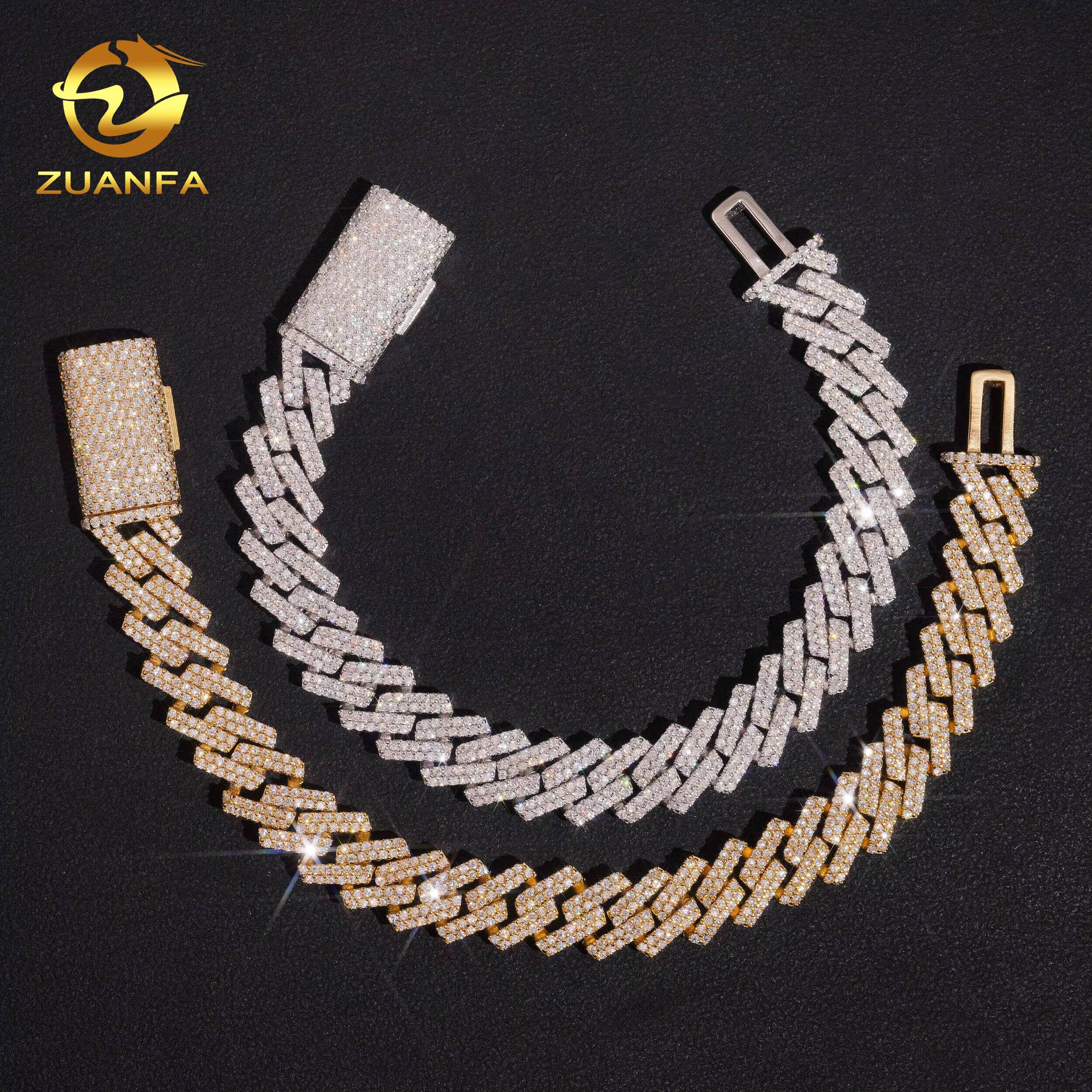 Ready to Ship 10mm Link Chain S925 Silver VVS Moissanite Pass Diamond Test Hip Hop Fine Jewelry Iced Out Cuban Chain Necklace