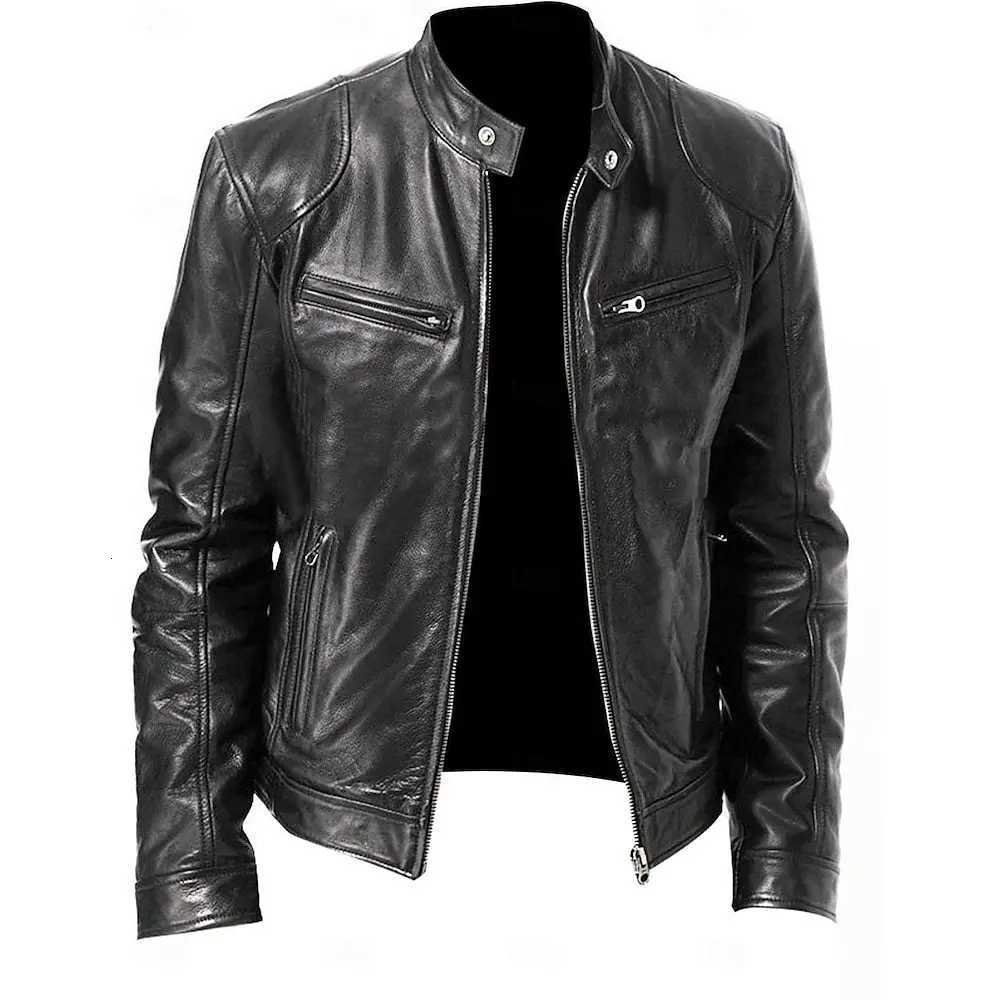 Foreign trade mens clothing mens leather jacket mens youth stand collar punk mens motorcycle leather jacketT251029