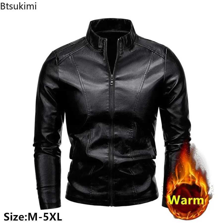 2025 Mens PU Leather Jacket Fashion Stand Collar Zipper Motorcycle Biker Coats Outdoor Casual Windbreak Faux Leather Jacket 5XLT251029