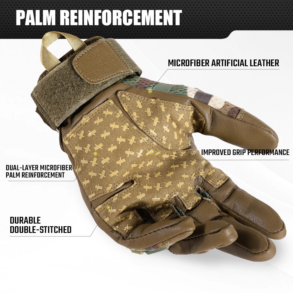 Touch Screen Cycling Gloves PU Leather Tactical Airsoft Hunting Shooting Hiking Bicycle Outdoor Sport Riding Bike Protective Men 251013