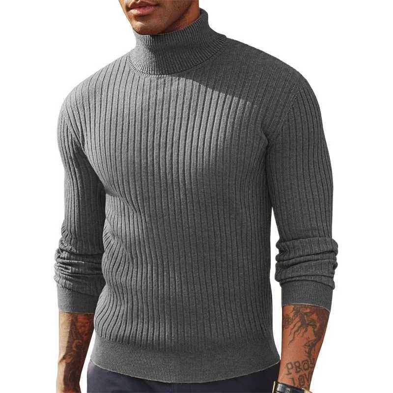 Autumn Mens Slim Fit Long Sleeve Turtleneck Sweater Casual Knitted Pullover Sweaters Outdoor Winter Warm Thick Heavyweight Top J251029