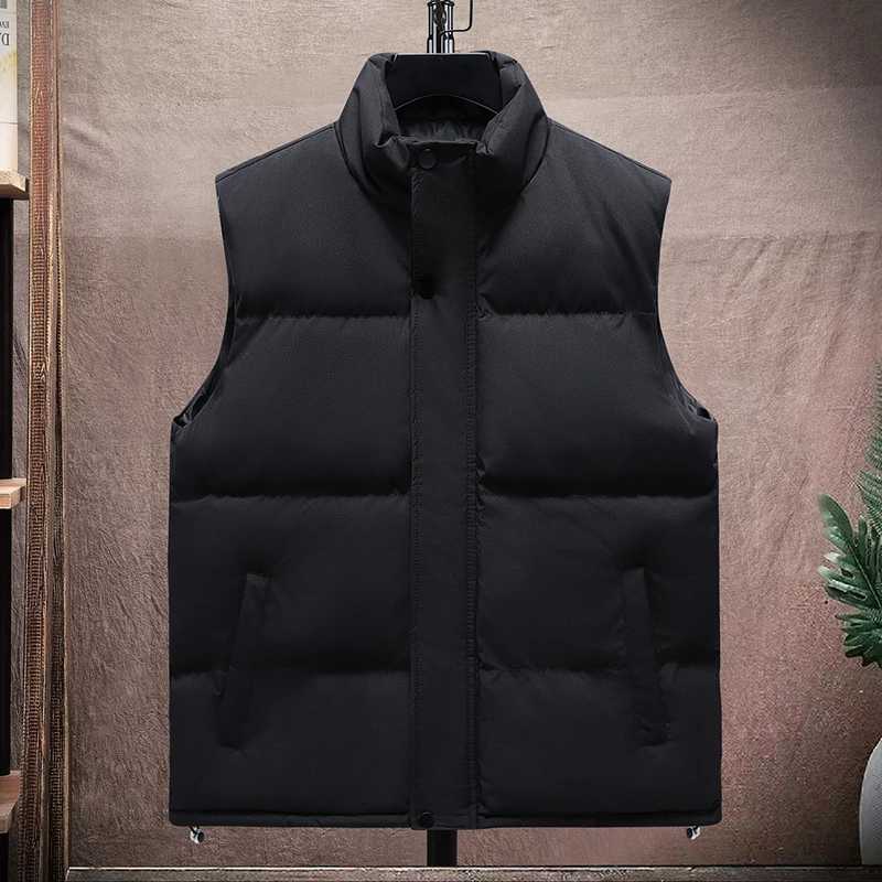 2025 Vest Mens Winter Thick Casual Fashion Warm Loose and Versatile Sleeveless Vest with Cotton Shoulder Solid Color Vest Men W251029