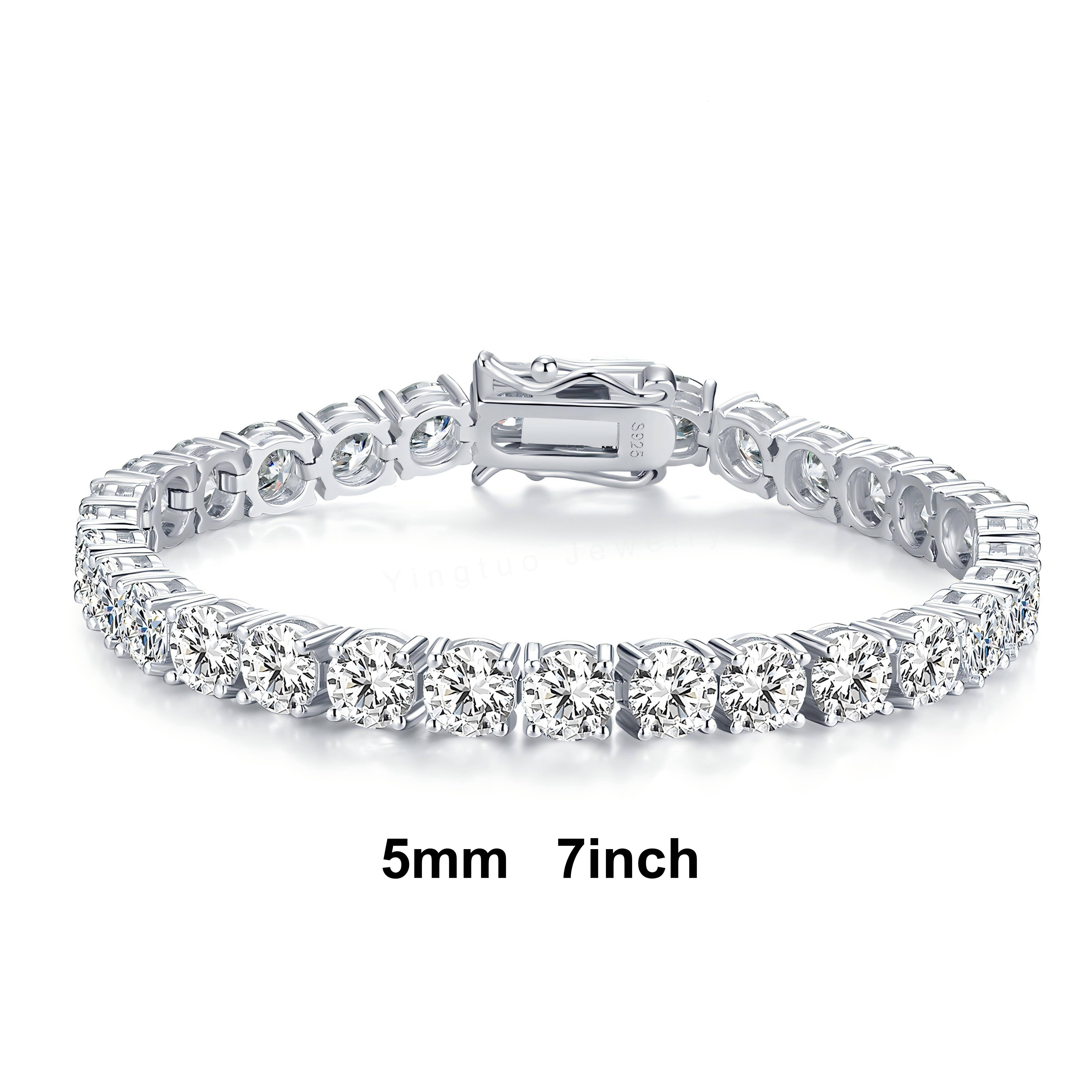 Yingtuo Jewelry 925 Silver 18K Gold Plated Hip Hop Moissanite Stone Tennis Chain BraceletGift