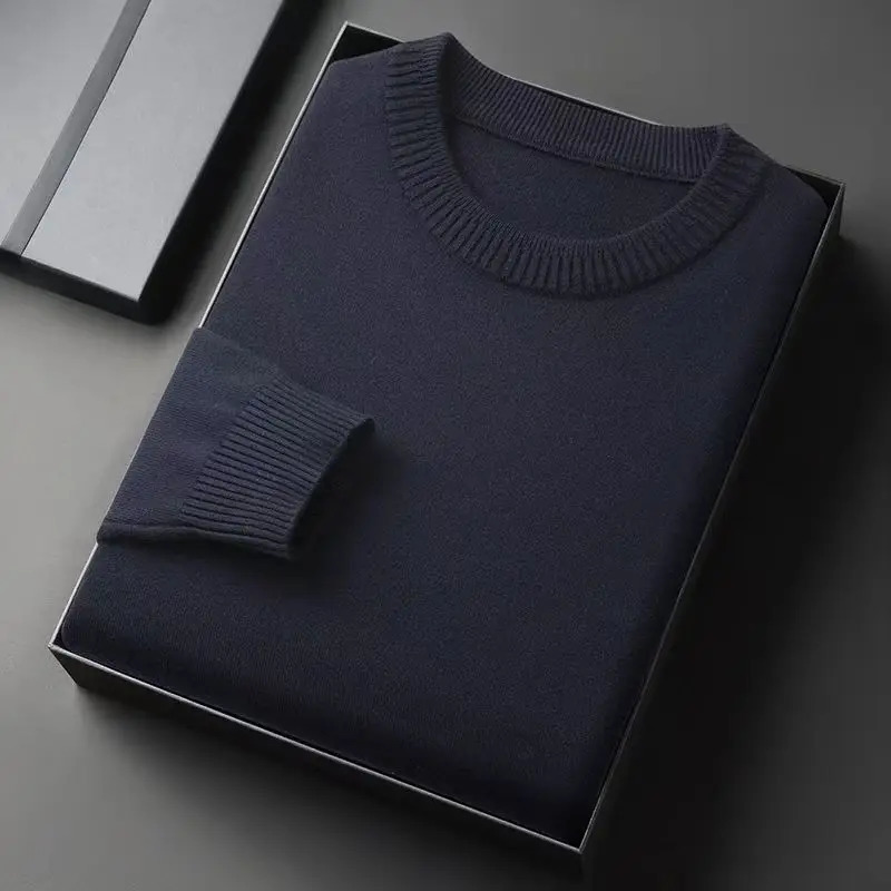 Mens CrewNeck Pullover Sweater Long Sleeve Knitted Sweaters Vintage Lightweight Sweatshirts Soild Color Casual Jacket Coats 251029